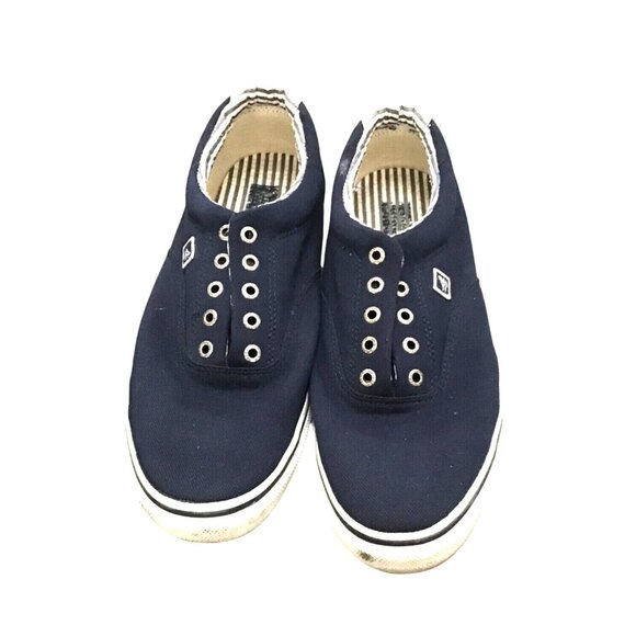 SPERRY- MENS NAVY TOP SIDER SLIP ON LACELESS SNEAKER SHOE SIZE 11.5 - Picture 1 of 9